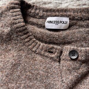 Princess Polly Brown Flecked Crewneck Button Cardigan